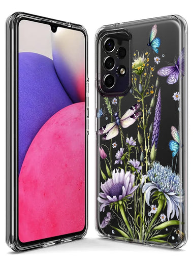Samsung Galaxy A72 Lavender Dragonfly Butterflies Spring Flowers Hybrid Protective Phone Case Cover