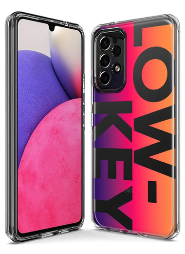 Samsung Galaxy J7 J737 Purple Pink Orange Clear Funny Text Quote Low Key Hybrid Protective Phone Case Cover