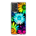 Samsung Galaxy A33 Neon Rainbow Daisy Glow Colorful Daisies Baby Blue Pink Yellow White Double Layer Phone Case Cover