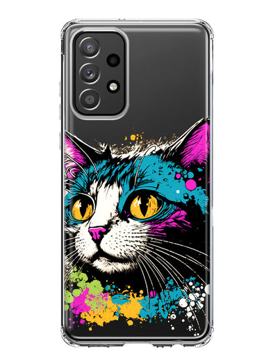 Samsung Galaxy A52 Cool Cat Oil Paint Pop Art Hybrid Protective Phone Case Cover