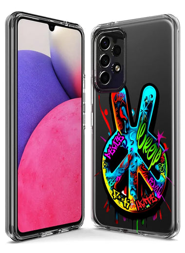 Samsung Galaxy A12 Peace Graffiti Painting Art Hybrid Protective Phone Case Cover