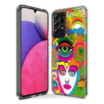 Samsung Galaxy A20 Neon Rainbow Psychedelic Trippy Hippie DaydreamHybrid Protective Phone Case Cover