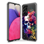 Samsung Galaxy A21 Fantasy Skull Red Purple Roses Hybrid Protective Phone Case Cover