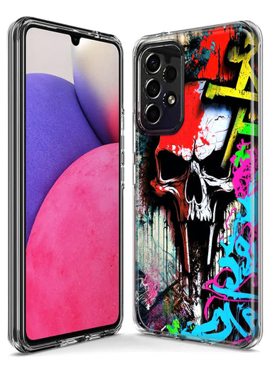 Samsung Galaxy A22 5G Skull Face Graffiti Painting Art Hybrid Protective Phone Case Cover