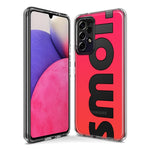 Samsung Galaxy J3 J337 Red Pink Clear Funny Text Quote Smol Hybrid Protective Phone Case Cover