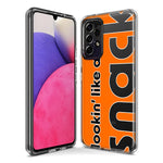 Samsung Galaxy Z Flip 4 Orange Clear Funny Text Quote Snack Hybrid Protective Phone Case Cover