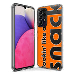 Samsung Galaxy J3 J337 Orange Clear Funny Text Quote Snack Hybrid Protective Phone Case Cover