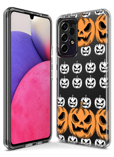 Samsung Galaxy A54 Halloween Spooky Horror Scary Jack O Lantern Pumpkins Hybrid Protective Phone Case Cover