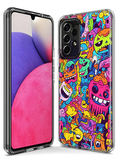 Samsung Galaxy J3 J337 Psychedelic Trippy Happy Characters Pop Art Hybrid Protective Phone Case Cover