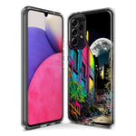 Samsung Galaxy A52 Urban City Full Moon Graffiti Painting Art Hybrid Protective Phone Case Cover