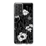 Samsung Galaxy A33 Line Drawing Art White Floral Flowers Hybrid Protective Phone Case Cover