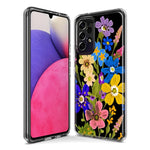 Samsung Galaxy A12 Blue Yellow Vintage Spring Wild Flowers Floral Hybrid Protective Phone Case Cover