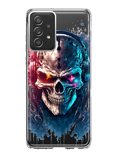 Samsung Galaxy A52 Cyberpunk Machine Headphones Skull Double Layer Phone Case Cover