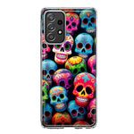 Samsung Galaxy A53 Halloween Spooky Colorful Day of the Dead Skulls Hybrid Protective Phone Case Cover