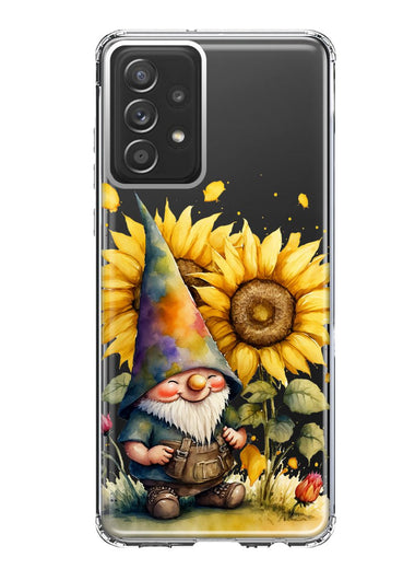 Samsung Galaxy A53 Cute Gnome Sunflowers Clear Hybrid Protective Phone Case Cover