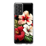 Samsung Galaxy A33 Pink Red Hibiscus Wild Flowers Floral Hybrid Protective Phone Case Cover