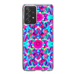 Samsung Galaxy A52 Pink Blue Vintage Hippie Tie Dye Flowers Hybrid Protective Phone Case Cover