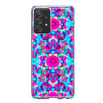 Samsung Galaxy A53 Pink Blue Vintage Hippie Tie Dye Flowers Hybrid Protective Phone Case Cover