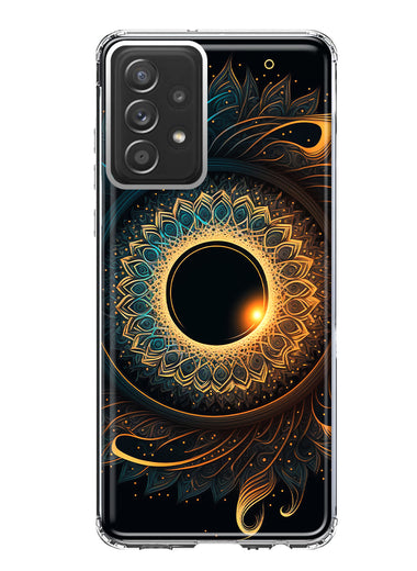Samsung Galaxy A31 5G Mandala Geometry Abstract Eclipse Pattern Hybrid Protective Phone Case Cover