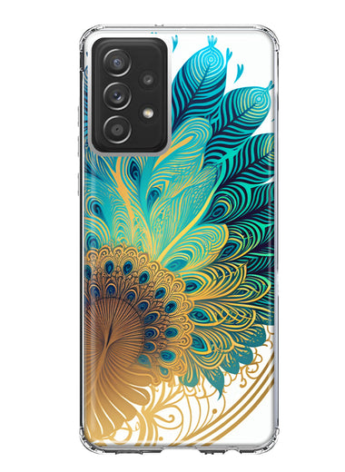 Samsung Galaxy A52 Mandala Geometry Abstract Peacock Feather Pattern Hybrid Protective Phone Case Cover