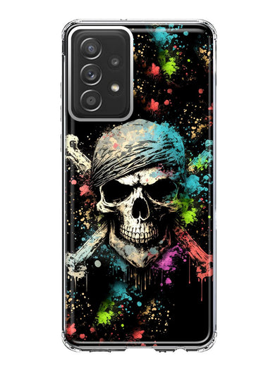Samsung Galaxy A52 Fantasy Paint Splash Pirate Skull Hybrid Protective Phone Case Cover