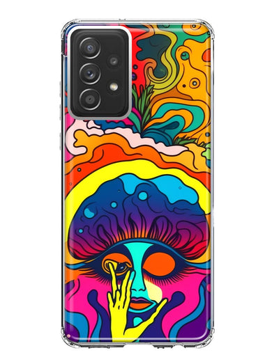 Samsung Galaxy A52 Neon Rainbow Psychedelic Trippy Hippie Big Brain Hybrid Protective Phone Case Cover