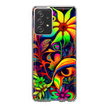 Samsung Galaxy A53 Neon Rainbow Psychedelic Trippy Hippie Daisy Flowers Hybrid Protective Phone Case Cover