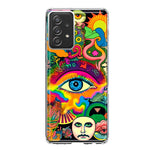 Samsung Galaxy A52 Neon Rainbow Psychedelic Trippy Hippie Multiple Eyes Hybrid Protective Phone Case Cover
