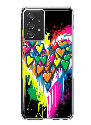 Samsung Galaxy A52 Colorful Rainbow Hearts Love Graffiti Painting Hybrid Protective Phone Case Cover