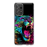 Samsung Galaxy A33 Neon Rainbow Glow Colorful Leopard Hybrid Protective Phone Case Cover