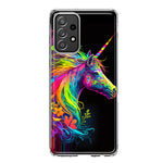 Samsung Galaxy A52 Neon Rainbow Glow Unicorn Floral Hybrid Protective Phone Case Cover