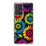 Samsung Galaxy A33 Neon Rainbow Glow Sunflowers Colorful Floral Pink Purple Double Layer Phone Case Cover