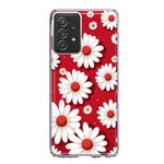 Samsung Galaxy A52 Cute White Red Daisies Polkadots Double Layer Phone Case Cover