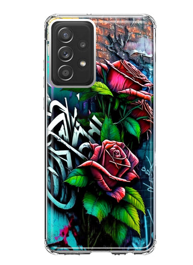 Samsung Galaxy A32 5G Red Roses Graffiti Painting Art Hybrid Protective Phone Case Cover