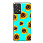 Samsung Galaxy A33 Yellow Sunflowers Polkadot on Turquoise Teal Double Layer Phone Case Cover