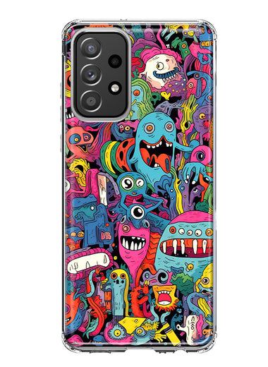 Samsung Galaxy A52 Psychedelic Trippy Happy Aliens Characters Hybrid Protective Phone Case Cover