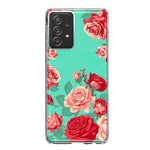 Samsung Galaxy A53 Turquoise Teal Vintage Pastel Pink Red Roses Double Layer Phone Case Cover