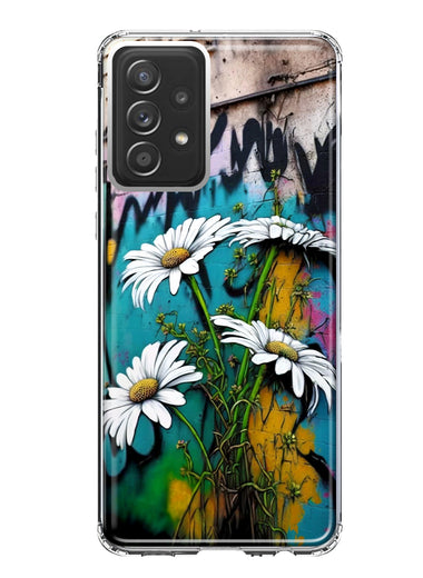 Samsung Galaxy A32 5G White Daisies Graffiti Wall Art Painting Hybrid Protective Phone Case Cover