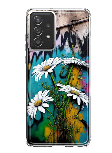 Samsung Galaxy A52 White Daisies Graffiti Wall Art Painting Hybrid Protective Phone Case Cover