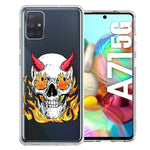 Samsung Galaxy A71 4G Flamming Devil Skull Design Double Layer Phone Case Cover