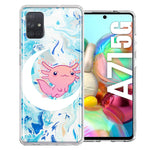 Samsung Galaxy A71 4G Pink Axolotl Moon Mable Design Double Layer Phone Case Cover
