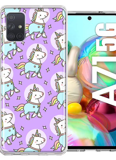 Samsung Galaxy A71 4G Cute Unicorns Purple Design Double Layer Phone Case Cover