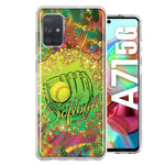 Samsung Galaxy A71 5G Love Softball Girls Glove Green Tie Dye Swirl Paint Hybrid Protective Phone Case Cover
