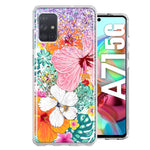 Samsung Galaxy A71 4G Hawaiian Vibes Hibiscus Flowers Monstera Vacation Summer Hybrid Protective Phone Case Cover