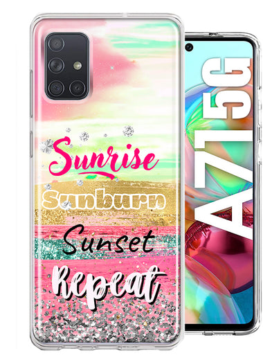 Samsung Galaxy A71 5G Summer Brush Strokes Sunrise Sunburn Sunset Repeat Hybrid Protective Phone Case Cover