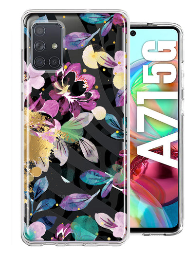 Samsung Galaxy A71 5G Zebra Stripes Tropical Flowers Purple Blue Summer Vibes Hybrid Protective Phone Case Cover