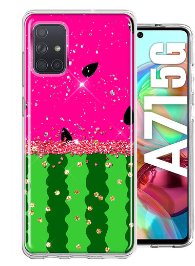 Samsung Galaxy A71 5G Summer Watermelon Sugar Vacation Tropical Fruit Pink Green Hybrid Protective Phone Case Cover