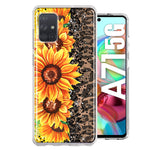 Samsung Galaxy A71 4G Yellow Summer Sunflowers Brown Leopard Honeycomb Hybrid Protective Phone Case Cover