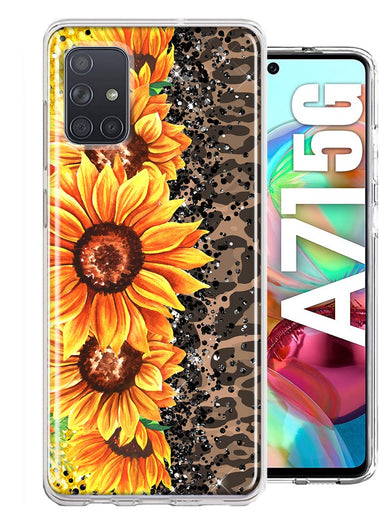 Samsung Galaxy A71 5G Yellow Summer Sunflowers Brown Leopard Honeycomb Hybrid Protective Phone Case Cover