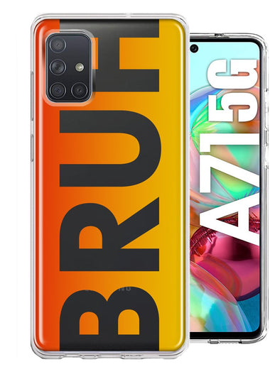 Samsung Galaxy A71 5G Orange Red Clear Funny Text Quote Bruh Hybrid Protective Phone Case Cover